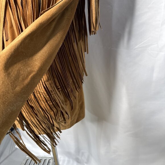 Vintage Brown Suede Fringe Western Jacket Womens M Cowgirl Pockets Cowboy USA - Picture 5 of 12